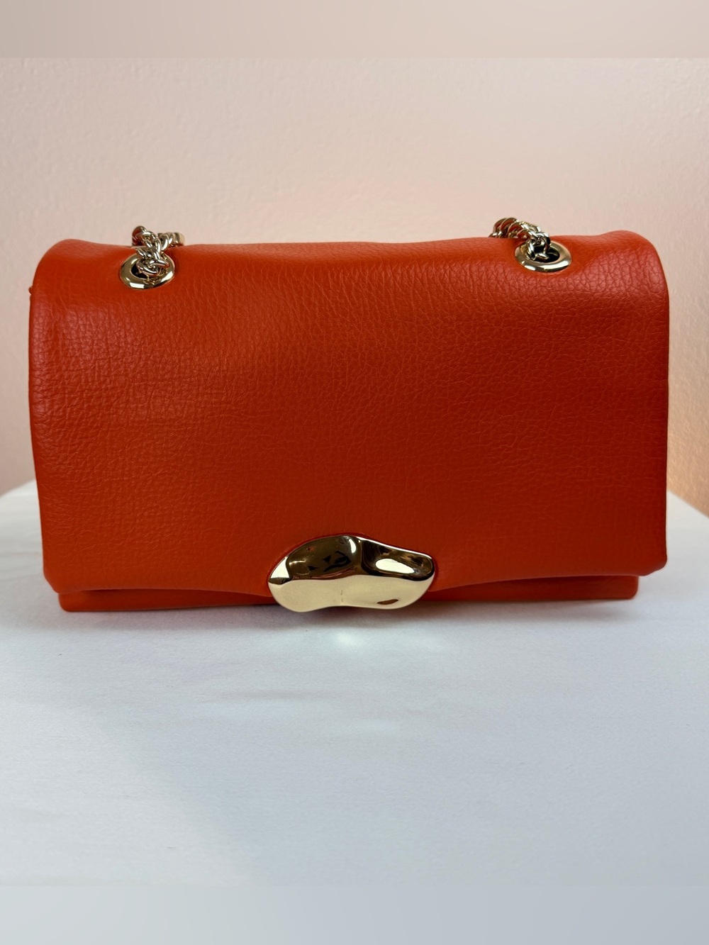 Ajae Paprikash Orange Pebbled Leather Convertible Chain Crossbody Bag NWOT